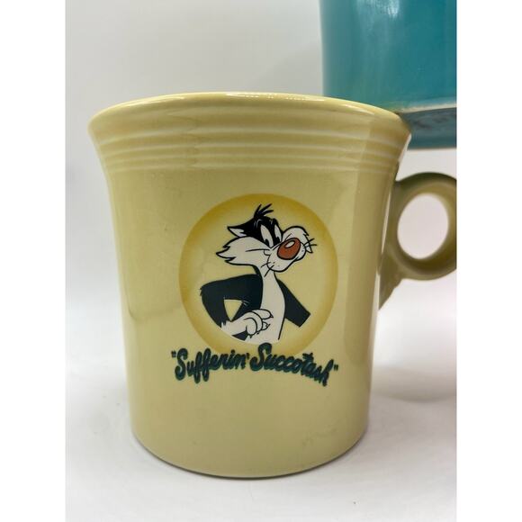 Set Fiesta Homer Laughlin Warner Bros Looney Tunes Porky Sylvester Daffy Mugs - Picture 4 of 7